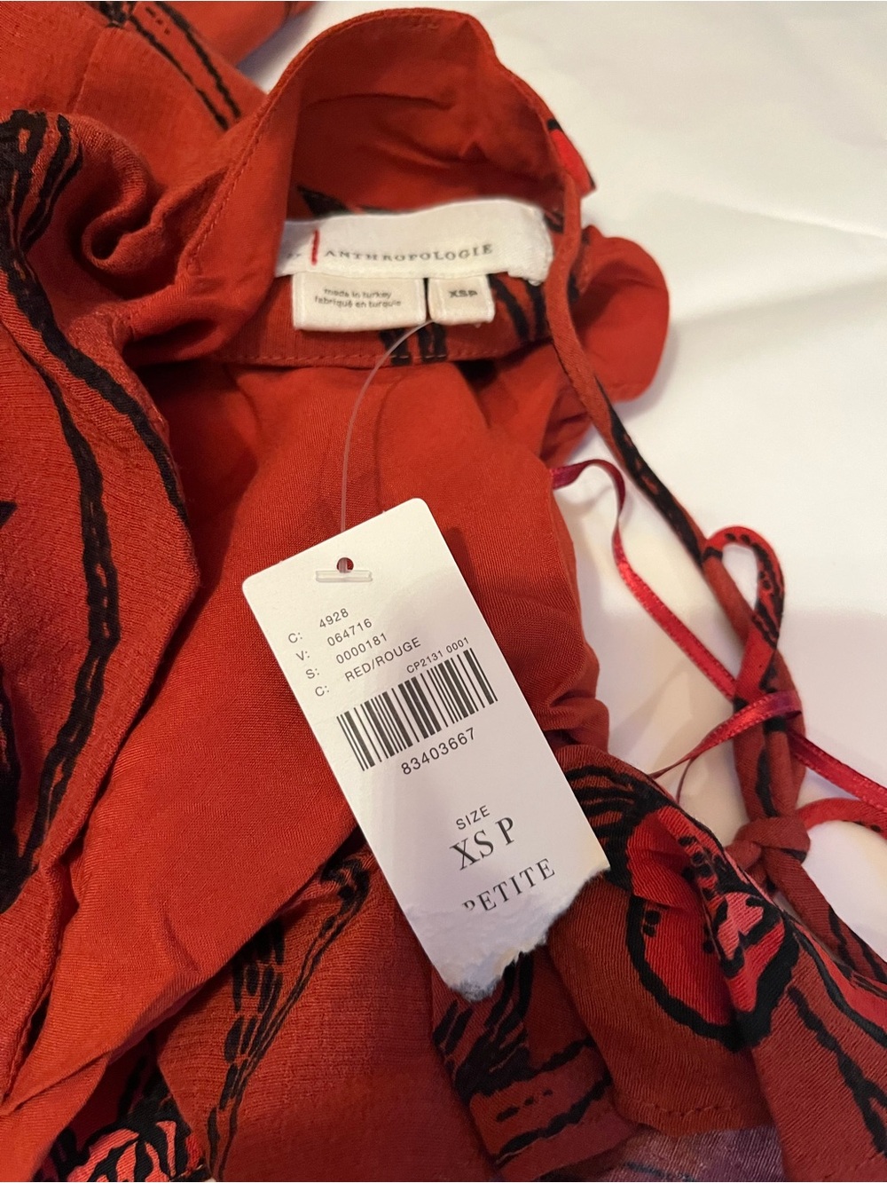 NWT Anthropologie size XSP midi slip dress in red - Picture 6 of 10